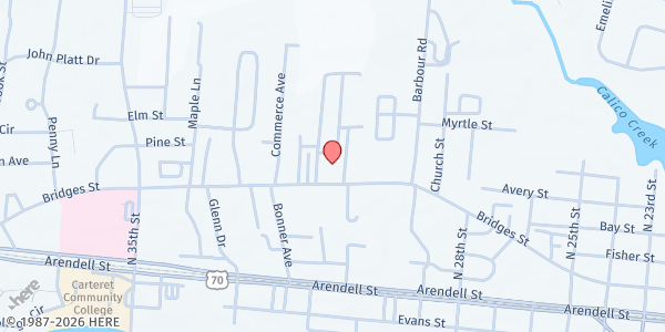 Map showing The Storehouse Pantry at 3114 Bridges St., Morehead City, NC