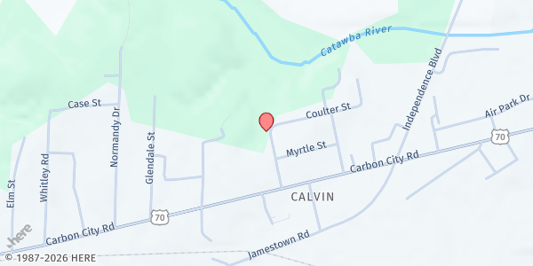 Map showing Bridge 42 Church at 107 Calvin Heights St., Morganton, NC