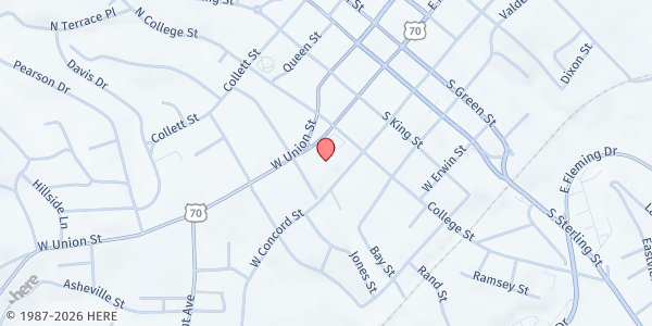 Map showing Burke United Christian Ministries at 305 W. Union St., Morganton, NC