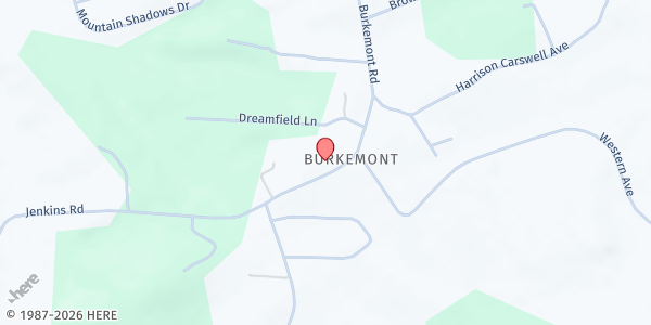 Map showing Burkemont Baptist Church at 4668 Burkemont Rd., Morganton, NC