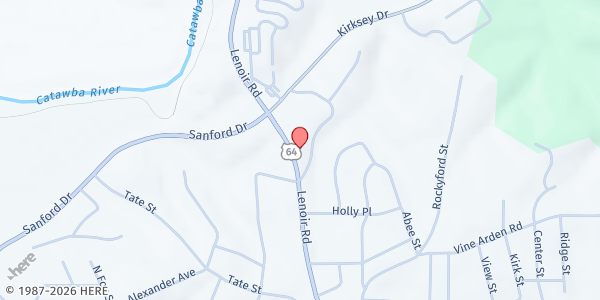 Map showing Church of Christ at 404 Lenoir Rd., Morganton, NC