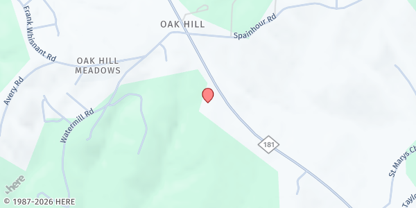 Map showing Oak Hill United Methodist Church at 2239 NC 181, Morganton, NC