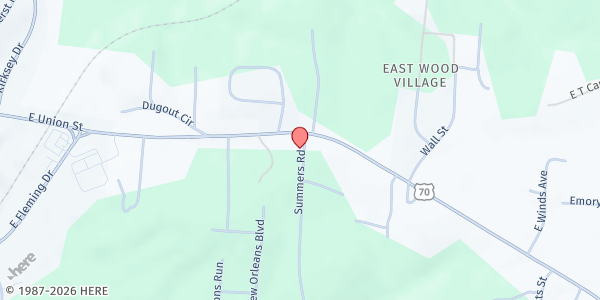 Map showing Pleasant View Baptist Church at 1834 U.S. 70, Morganton, NC