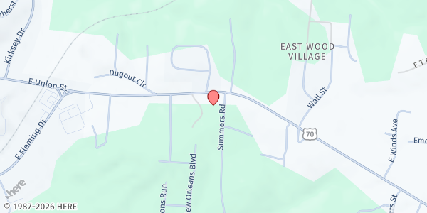Map showing Pleasant View Baptist Church at 1834 US 70 East, Morganton, NC