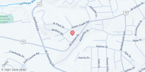 Map showing St. Charles Borromeo Church at 728 West Union Street, Morganton, NC