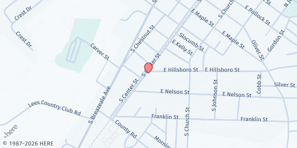 Map showing Fishers of Men Food Bank at 903 S. Center St., Mount Olive, NC