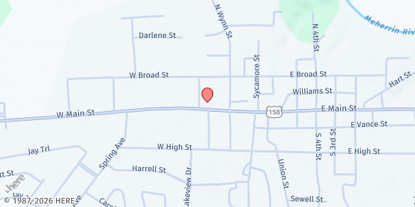 Map showing MFP Hertford Murfreesboro at 200 W Main St, Murfreesboro, NC