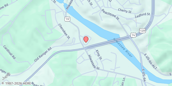 Map showing Cherokee County Sharing Center, Inc at 517 Hiwassee Street, Murphy, NC