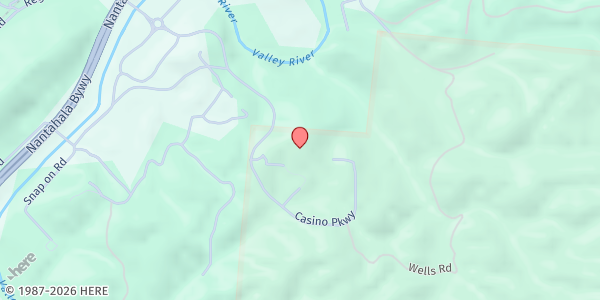 Map showing Harrah's Casino - Valley River at 777 Casino Parkway, Murphy, NC