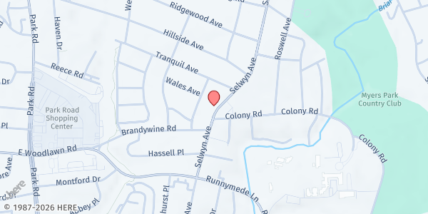 Map showing Perfect Provisions - Myers Park at 2820 Selwyn Avenue, Myers Park, NC