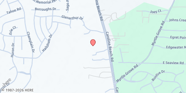 Map showing Bread of Life ICC at 6650 Carolina Beach Rd., Myrtle Sound, NC