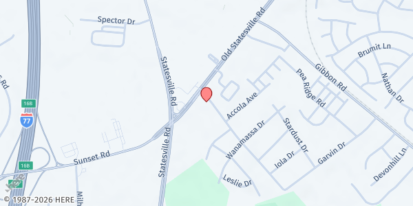 Map showing Oak Grove UMC at 6440 Old Statesville Road, Nevin Community, NC