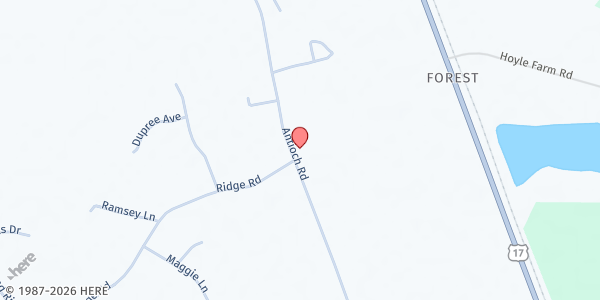 Map showing Antioch Community Outreach Inc at 762 Antioch Road, New Bern, NC