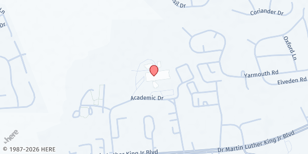 Map showing Bear Paws Food Pantry at 4200 Academic Dr., New Bern, NC
