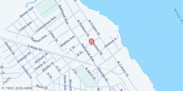 Map showing Ephesus SDA Church at 1217 N. Pasteur St., New Bern, NC