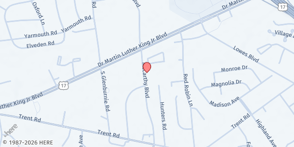 Map showing Freedom Family Foundation, Inc. at 1430 McCarthy Blvd., New Bern, NC