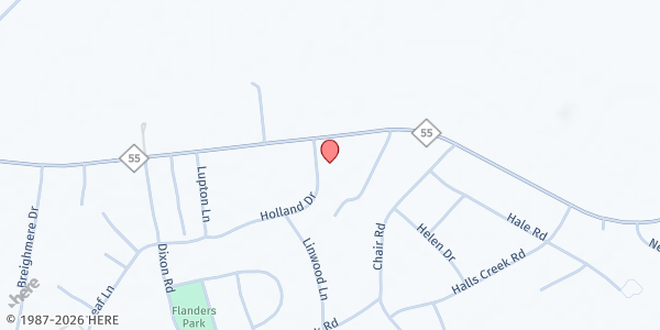 Map showing Reelsboro United Christian Svc at 51 Holland Dr., New Bern, NC
