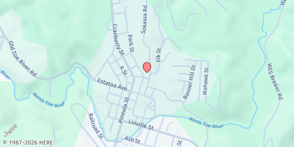Map showing Newland Presbyterian Church at Presbyterian Church, Newland, NC