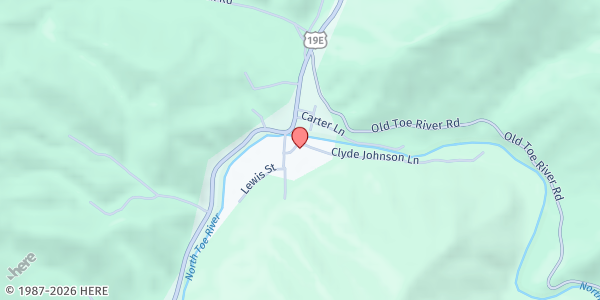 Map showing Volunteer Avery County - Emergency Food Program at 47 Minneapolis School Rd., Newland, NC