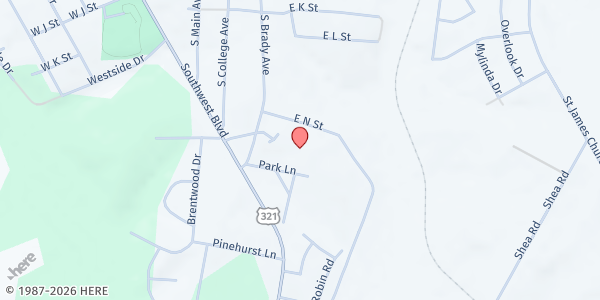 Map showing Ashure Ministry Inc at 245 East N St, Newton, NC