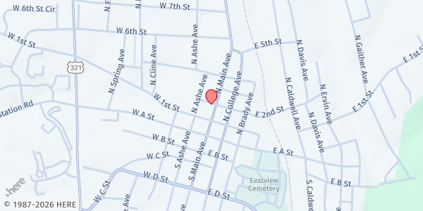 Map showing The Corner Table at 122 North Main St, Newton, NC