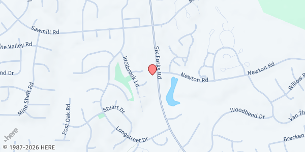 Map showing Bethlehem Baptist Church at 7215 Six Forks Road, North Raleigh, NC