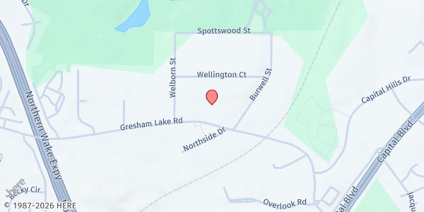 Map showing Christian Life Fellowship Food Pantry at 3209 Gresham Lake Road, North Raleigh, NC