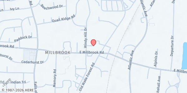 Map showing Kingdom Ministry at 4922 Windy Hill Drive, North Raleigh, NC