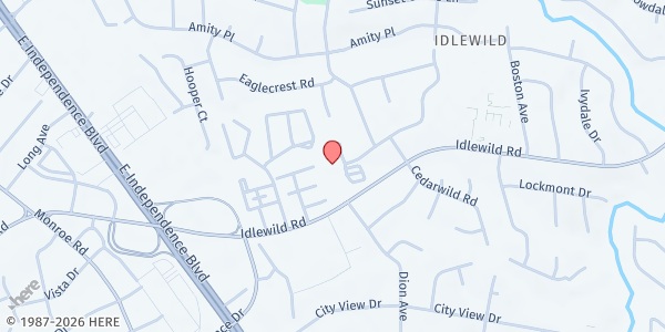 Map showing Cokesbury Methodist Church - The Bulb at 6701 Idlewild Road, North Sharon Amity / Reddman Road, NC