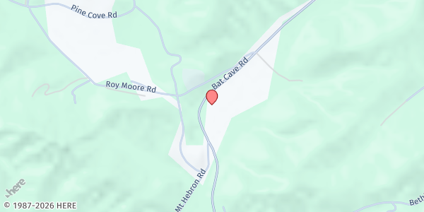 Map showing Foothills Food Hub Crooked Creek Distribution at 4503 Bat Cave Rd., Old Fort, NC