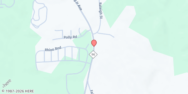 Map showing Belton Creek Baptist Church at 4153 Hwy. 96 S., Oxford, NC