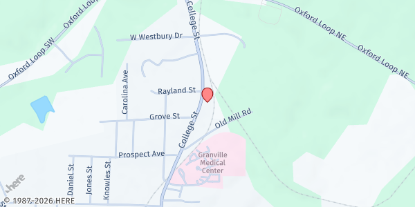 Map showing Upon This Rock Ministry at 1206 College Street, Oxford, NC