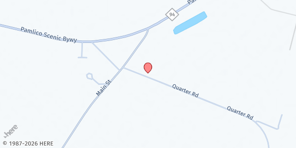 Map showing Jobe's Chapel Baptist Church at 121 Quarter Rd, Oyster Creek Landing, NC