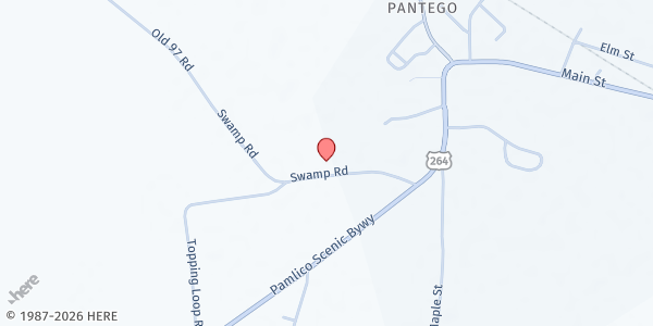 Map showing MFP Pantego - Old Beaufort County High School at 150 Swamp Rd., Pantego, NC