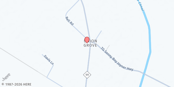 Map showing Union Grove Food Pantry at 6889 NC HWY 99 N, Pantego, NC