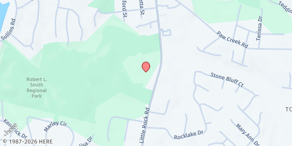 Map showing New Bethel Church Of God In Christ at 1520 Little Rock Road, Pawtuckett, NC