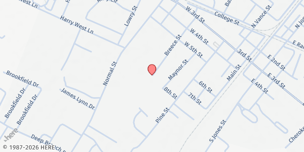 Map showing Pembroke Church of God at 518 Breece Street, Pembroke, NC