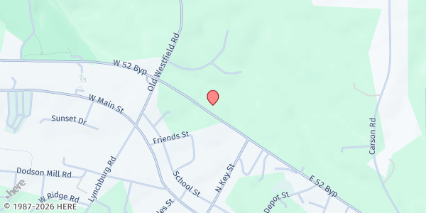 Map showing S.E.A.M.S. Ministries, Inc at 407 Old US 52 Bypass, Pilot Mountain, NC