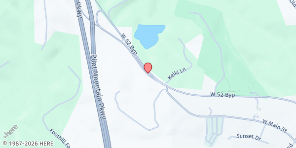 Map showing SEAMS - Pilot Mountain Outreach at 407 Old US 52 Bypass, Pilot Mountain, NC