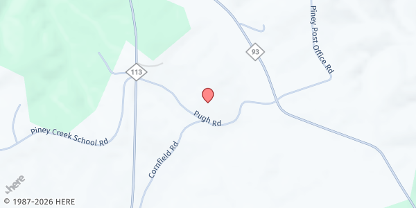 Map showing Piney Creek United Methodist Church at 296 Pugh Rd., Piney Creek, NC