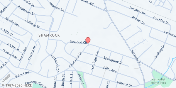 Map showing Garinger High School - The Bulb at 2586 Elkwood Circle, Plaza-Shamrock, NC