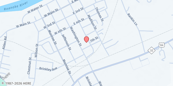 Map showing Roanoke Developmental Corporation - Plymouth at 609 Adams St., Plymouth, NC