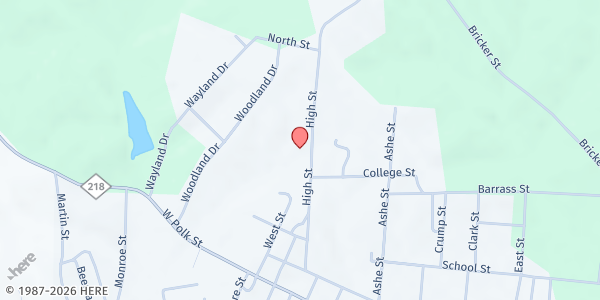 Map showing Parsonage Polkton United at 301 High St, Polkton, NC