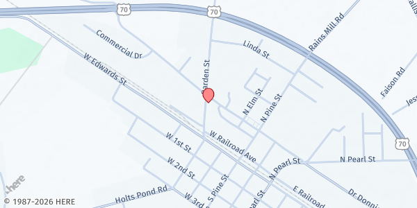 Map showing New Birth Holiness Church at 409 Doctor Donnie H Jones Junior Boulevard West, Princeton, NC