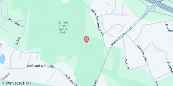 Map showing MALLARD CREEK REC CENTER at 2530 Johnston Oehler Road, Prosperity Church Road, NC