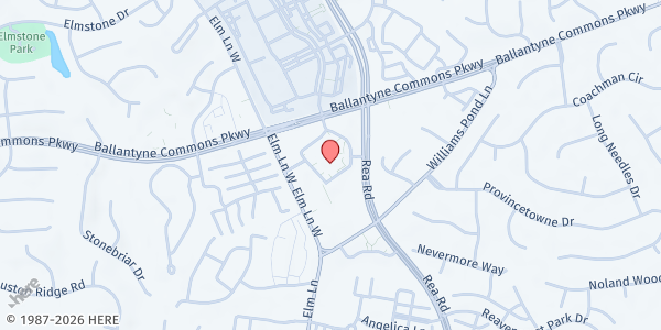 Map showing St. Matthew Catholic Church at 8015 Ballantyne Commons Parkway, Provincetowne, NC