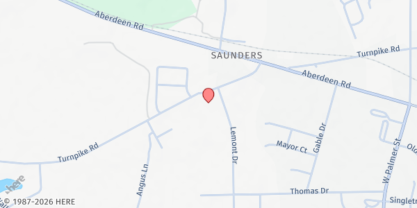 Map showing CHURCH OF FREEDOM 189 at 2013 TURNPIKE ROAD, Raeford, NC