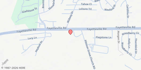 Map showing Deliverance Connections at 8200 Fayetteville Road, Raeford, NC