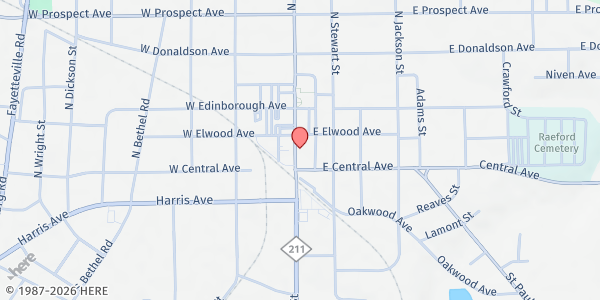 Map showing Friends & Allies, Inc. - Raeford at 122 N. Main St., Raeford, NC