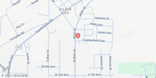 Map showing Manna Of Life Deliverance at 1202 North Main Street, Raeford, NC